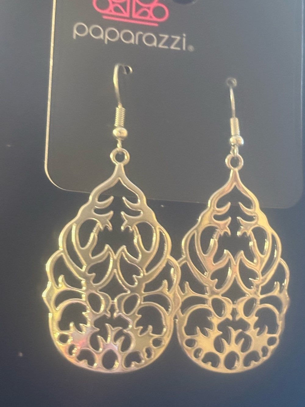 Paparazzi Silver tone Filigree Teardrop Earrings